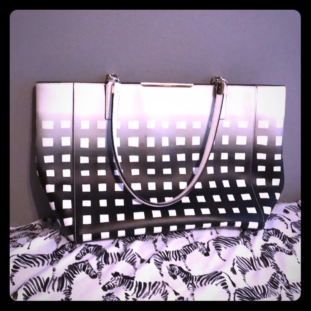 Authentic black and white checkered Coach Tote